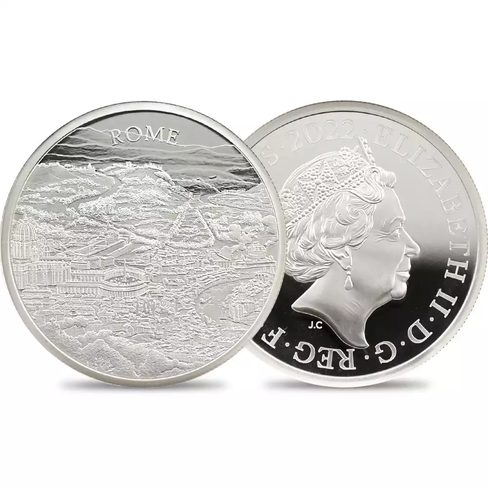 2022 エリザベス2世 都市景観シリーズ第2弾 ローマ 5ポンド2オンス銀貨 発行即日鑑定品 NGC PF70UC