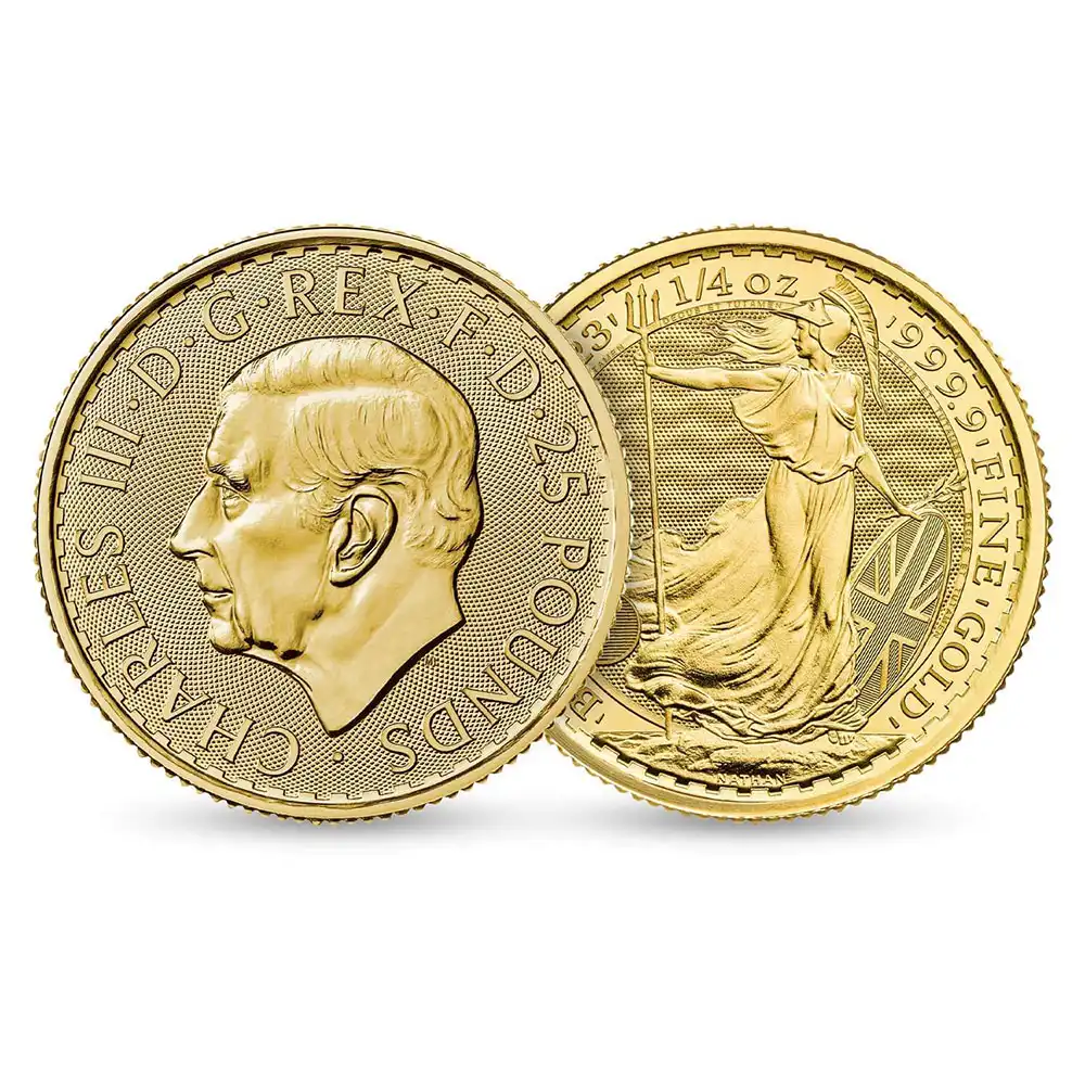 イギリス 2023 チャールズ3世 ブリタニア 25ポンド 1/4オンス 地金型金貨 NGC MS70 初期発行1/500枚