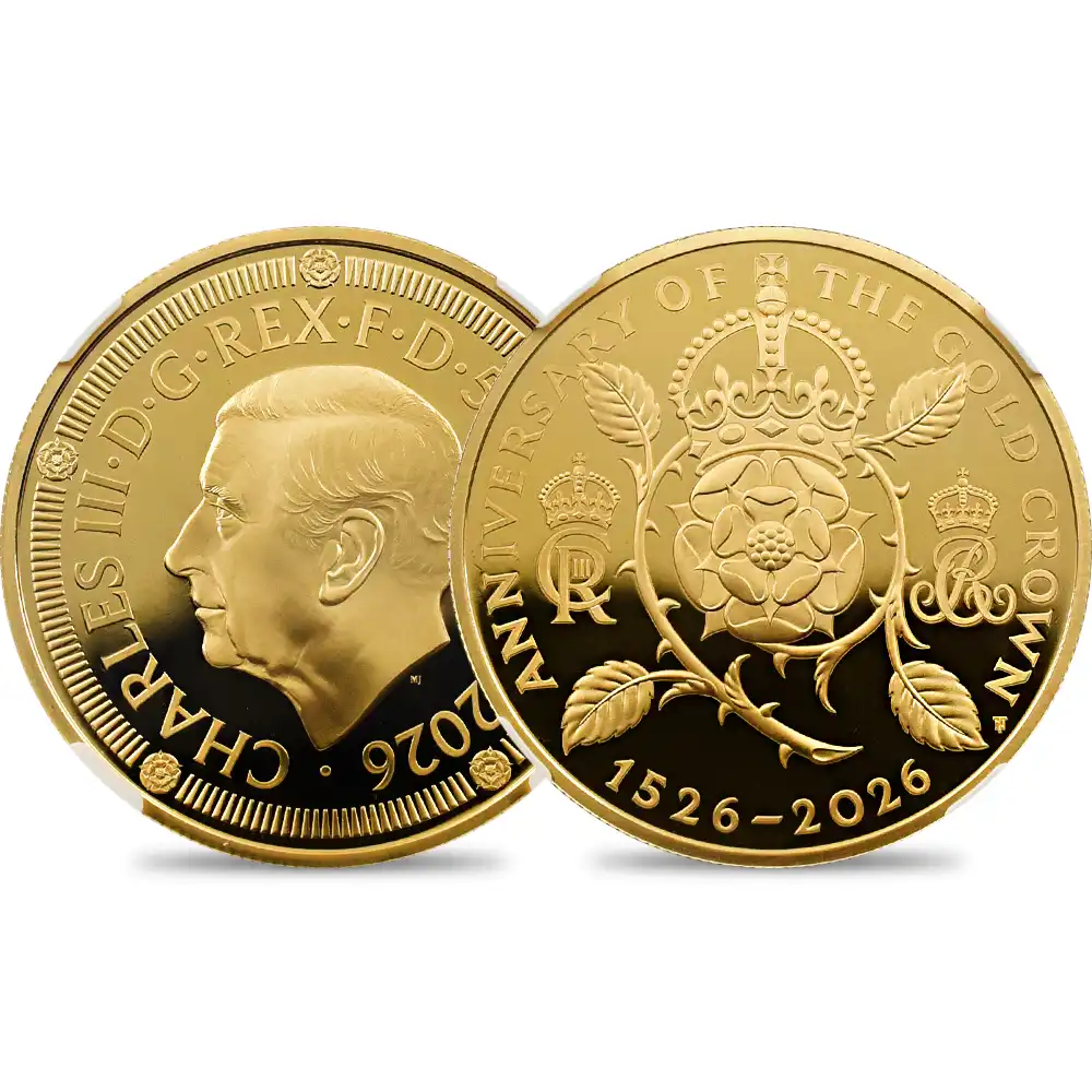 イギリス 2026 チャールズ3世 クラウン発行500周年記念 5ポンド金貨 発行即日鑑定品 NGC PF70UC 箱付き
