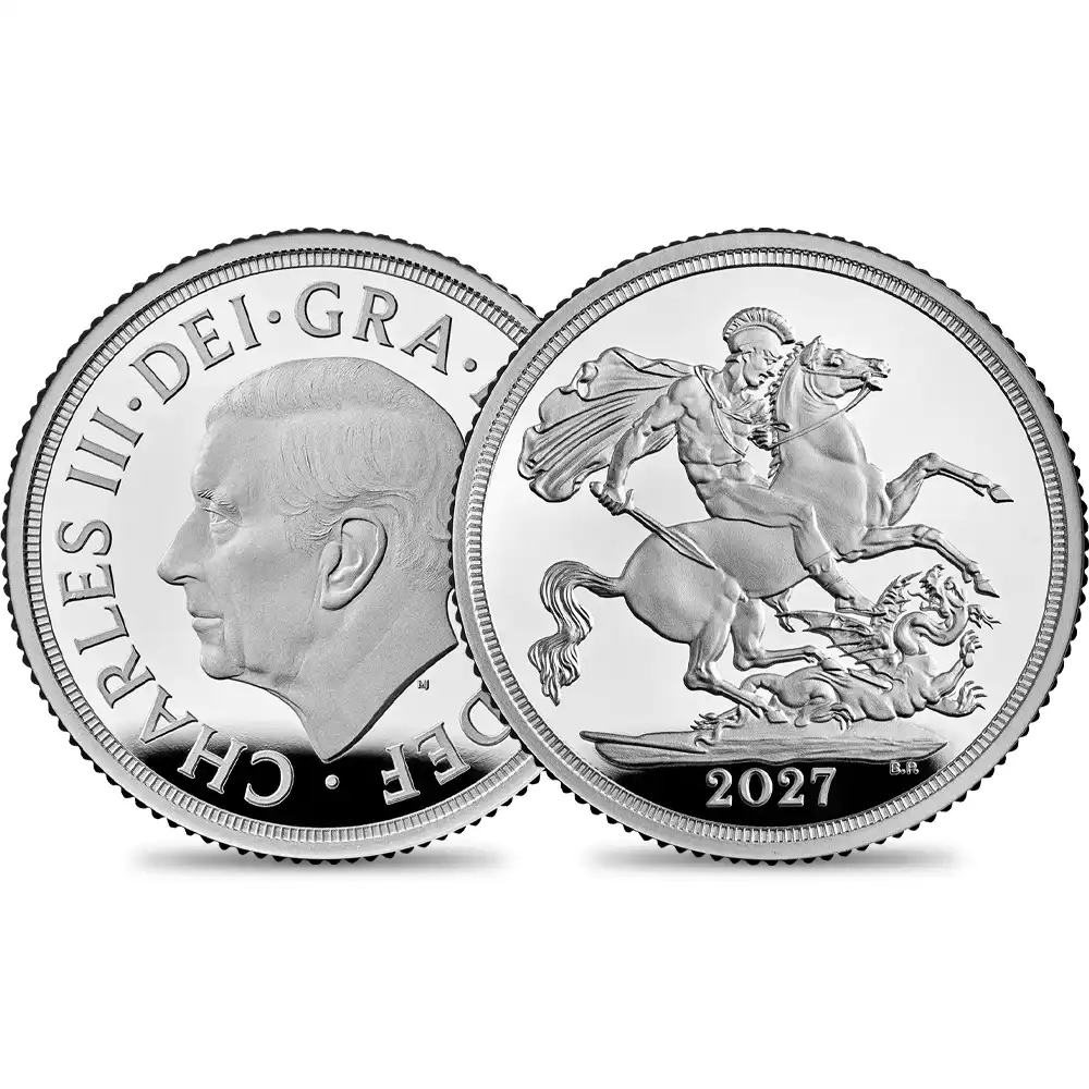 イギリス 2027 チャールズ3世 聖ジョージ竜退治 ソブリンプルーフ銀貨 箱付き【ご予約承り品】