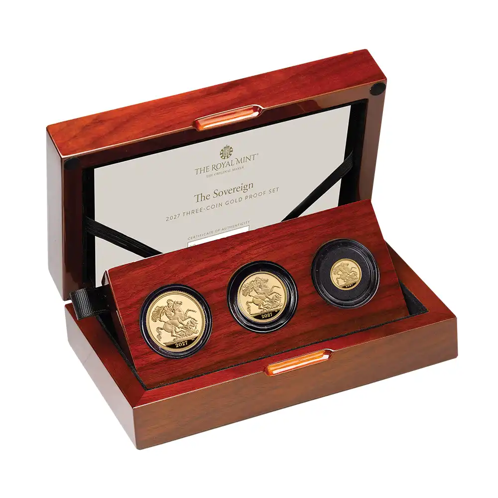 イギリス 2027 チャールズ3世 聖ジョージ竜退治 1・1/2・1/4ソブリンプルーフ金貨 箱付き【ご予約承り品】