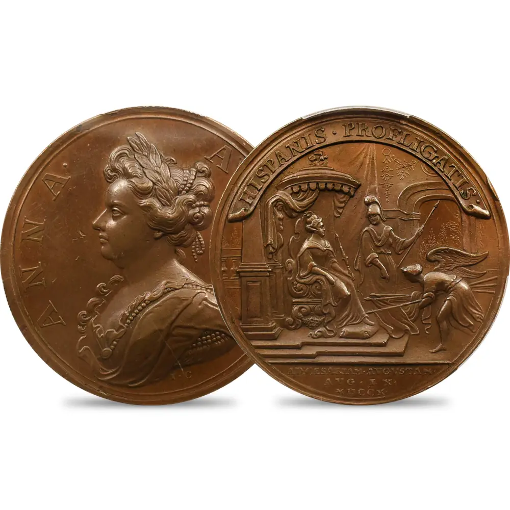 1710 アン女王 サラゴサの戦い 銅メダル PCGS SP63BN Eimer-446