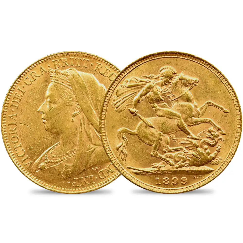1899 ヴィクトリア女王 オールド（ヴェールド）ヘッド 聖ジョージ竜退治 ソブリン金貨 未鑑定