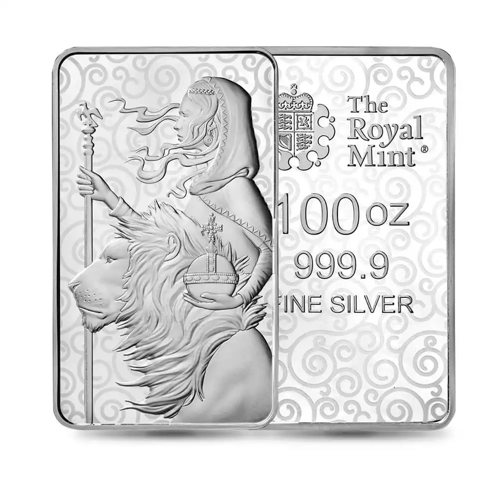 イギリス 2021 ウナとライオン 銀の延べ板 100オンス 【1本】