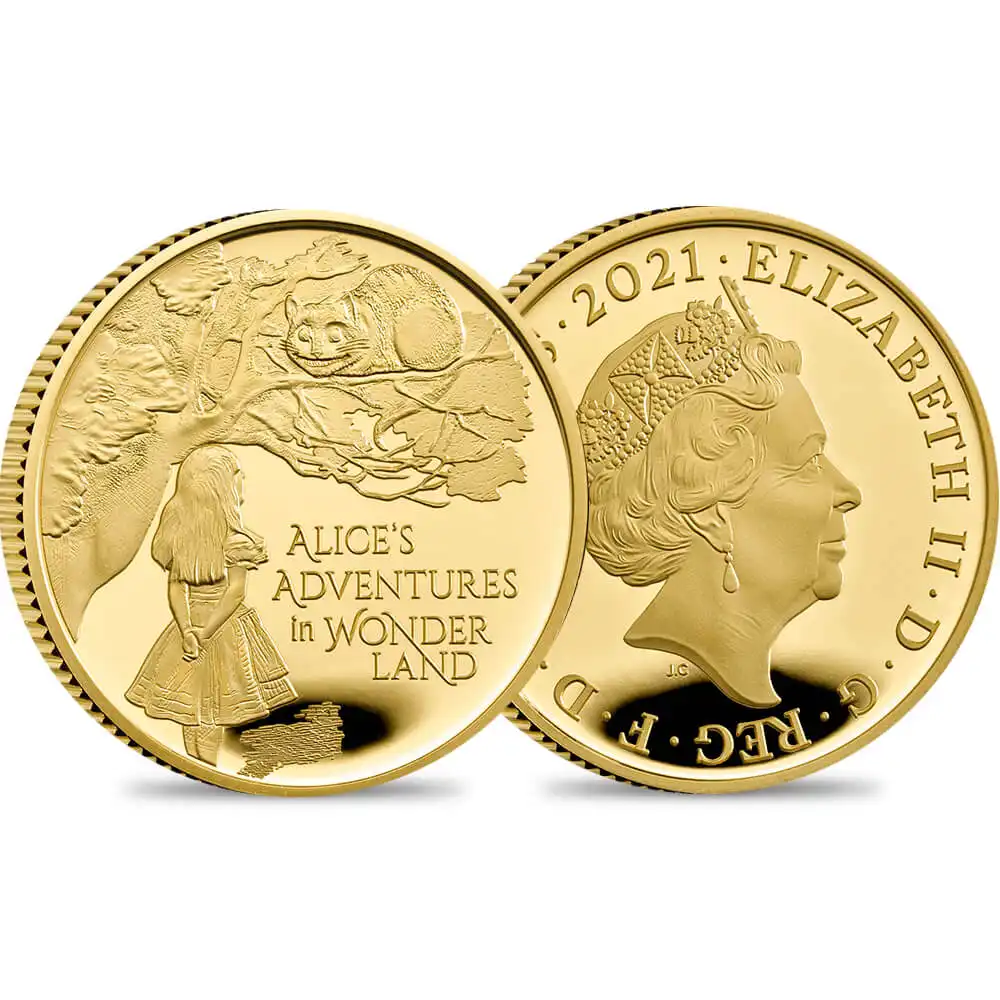 2021 エリザベス2世 不思議の国のアリス 25ポンド1/4オンスプルーフ金貨 ロイヤルミント発行 未鑑定 発行枚数510枚 【ご予約承り品】