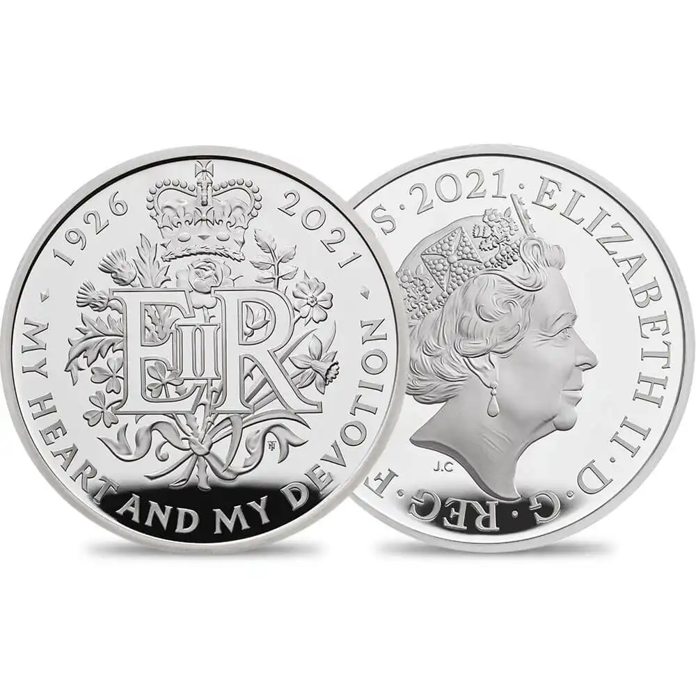 2021 エリザベス女王 誕生95周年記念 5ポンドプルーフ銀貨  未鑑定 9,405枚発行 箱付き【ご予約承り品】