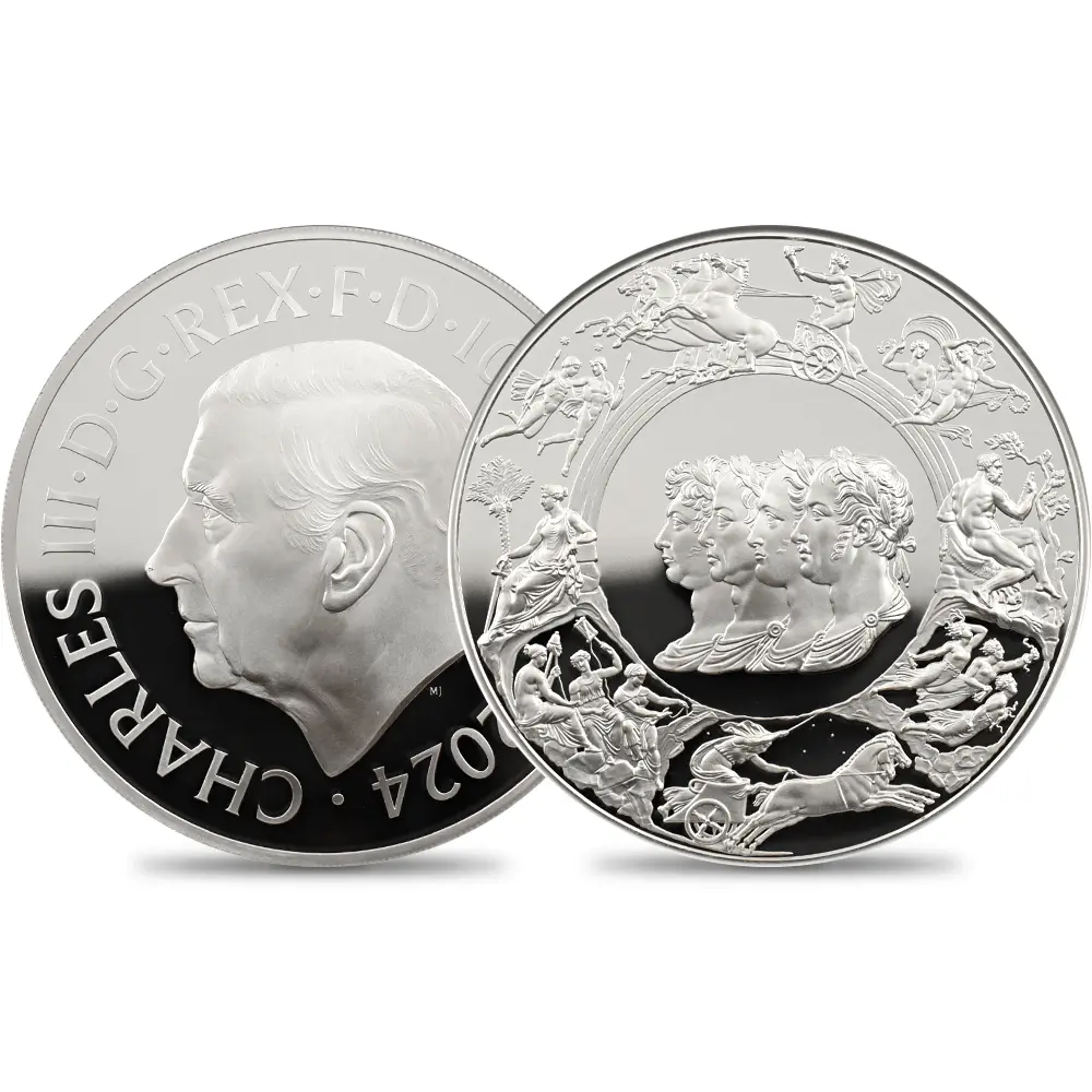 2024 チャールズ3世 ワーテルロー・メダル - 連合国代表 10ポンド5オンス銀貨 NGC PF69UC 箱付き