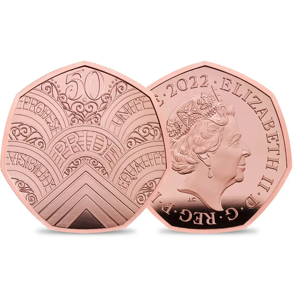 2022 エリザベス2世 ロンドン・プライドパレード50周年記念 50ペンスピエフォープルーフ金貨 未鑑定 箱付き【ご予約承り品】
