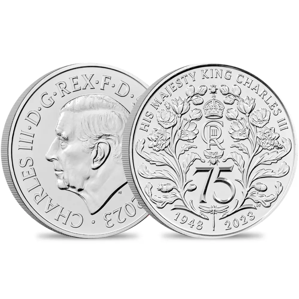 2023 チャールズ3世 国王誕生75周年記念 5ポンド白銅貨 未鑑定 パッケージ付き【ご予約承り品】