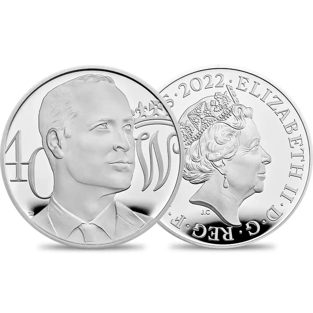2022 エリザベス2世 ケンブリッジ公爵ウィリアム誕生40周年記念 5ポンドプルーフピエフォー銀貨 未鑑定【ご予約承り品】