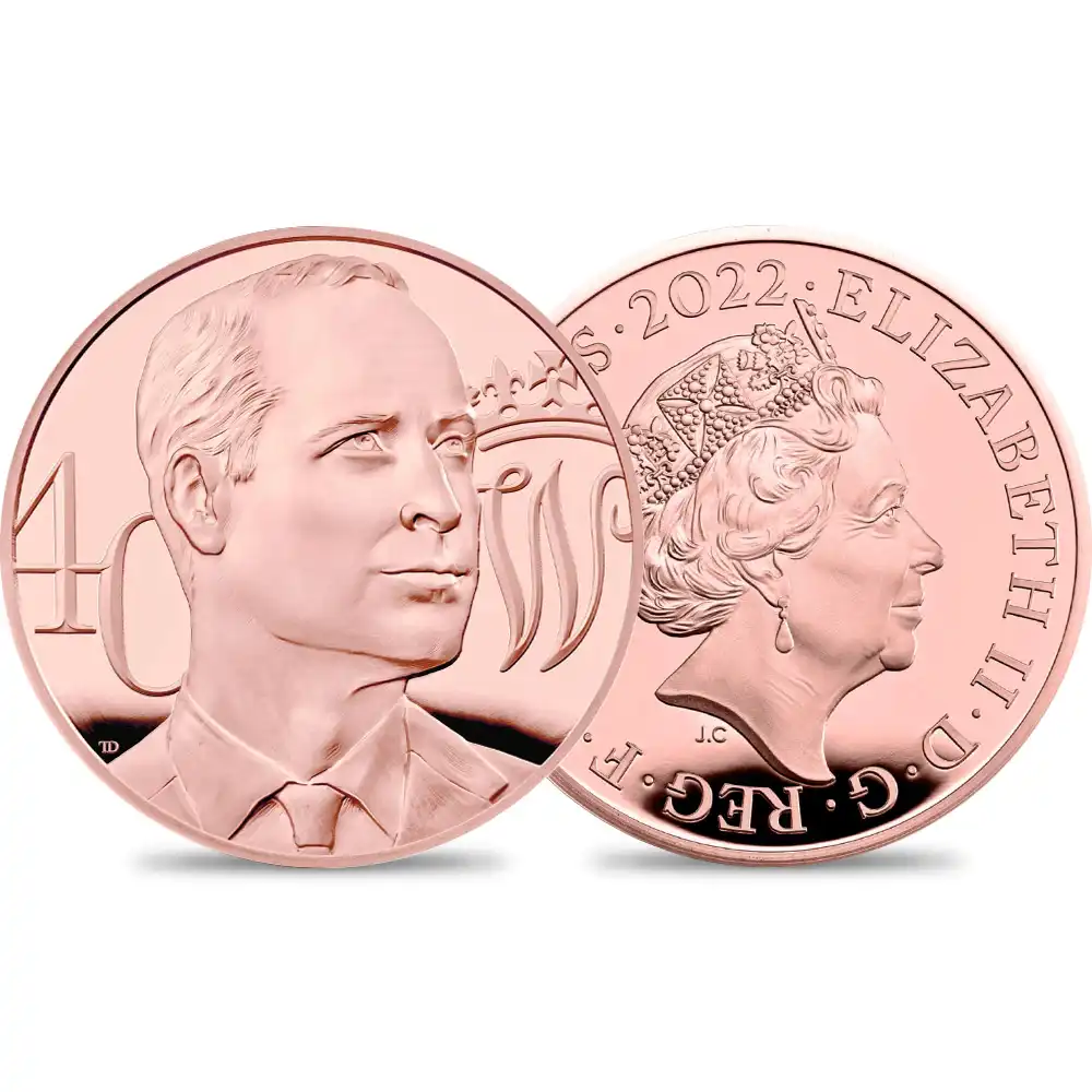 2022 エリザベス2世 ケンブリッジ公爵ウィリアム誕生40周年記念 5ポンドプルーフ金貨 未鑑定 箱付き【ご予約承り品】