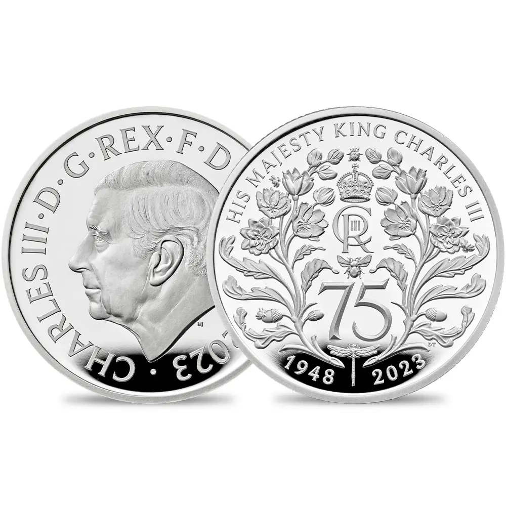2023 チャールズ3世 国王誕生75周年記念 1ポンド 1/2オンスプルーフ銀貨 未鑑定 パッケージ付き【ご予約承り品】