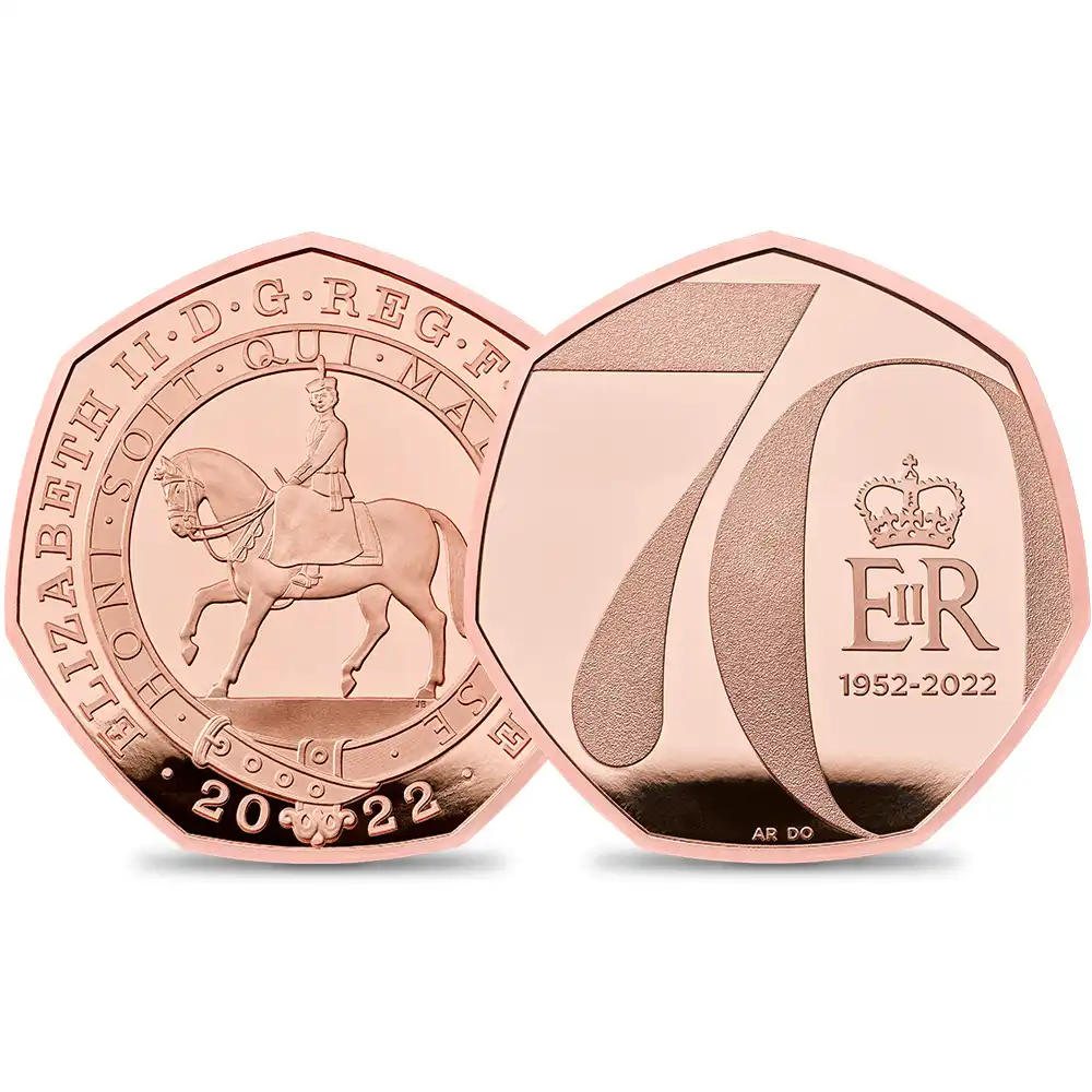 2022 エリザベス2世 即位70周年記念プラチナジュビリー 50ペンスプルーフ金貨 未鑑定 箱付き【ご予約承り品】