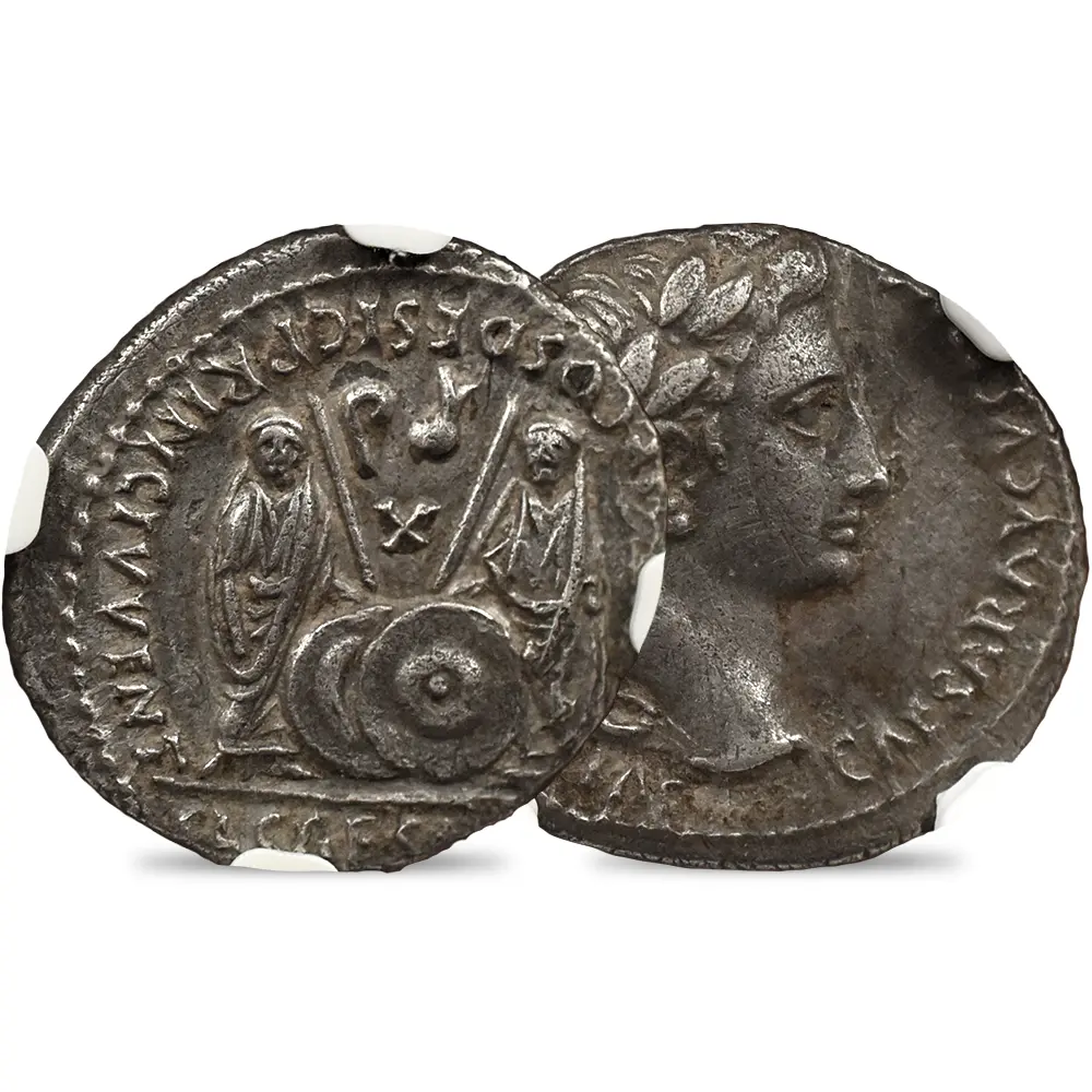 古代ローマ帝国 紀元前27-紀元14 アウグストゥス デナリウス銀貨 NGC AU Strike: 4/5 Surface: 3/5