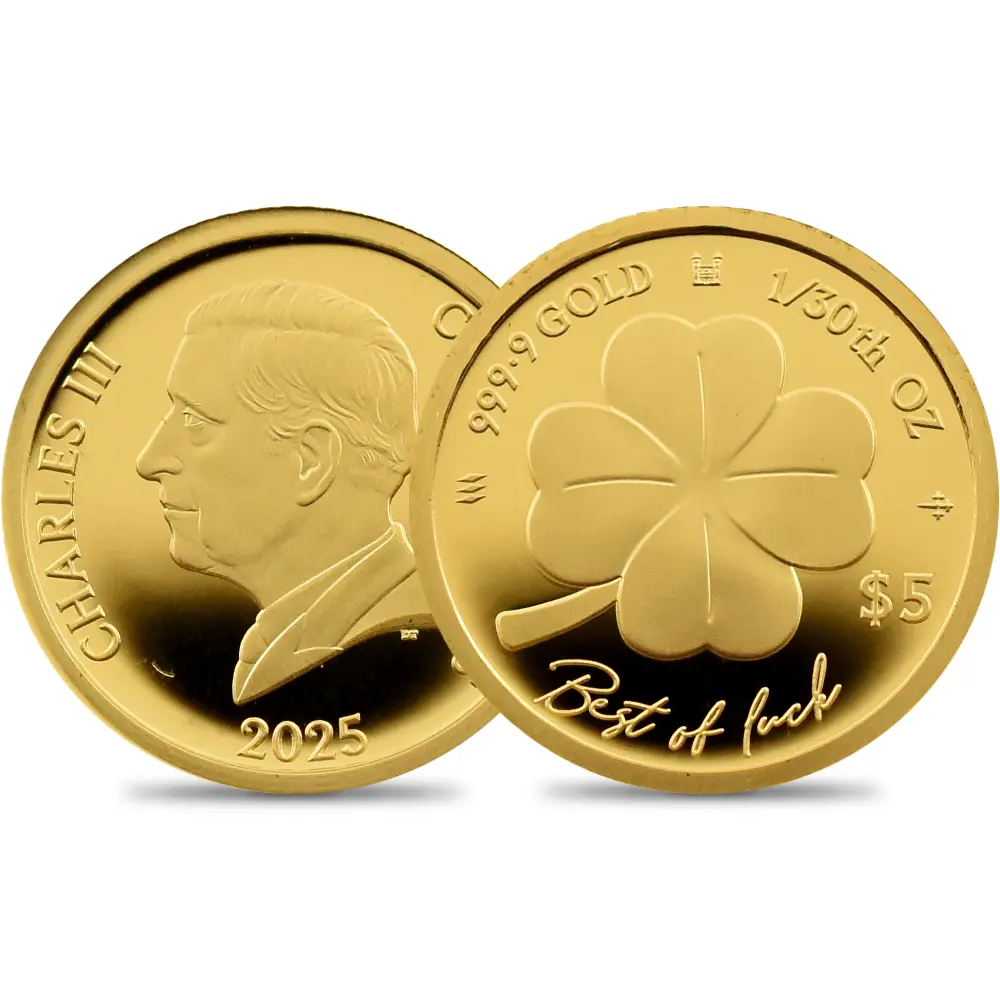 クック諸島 2025 チャールズ3世 四葉のクローバー 5ドル 1/30オンスプルーフ金貨 未鑑定 箱付き