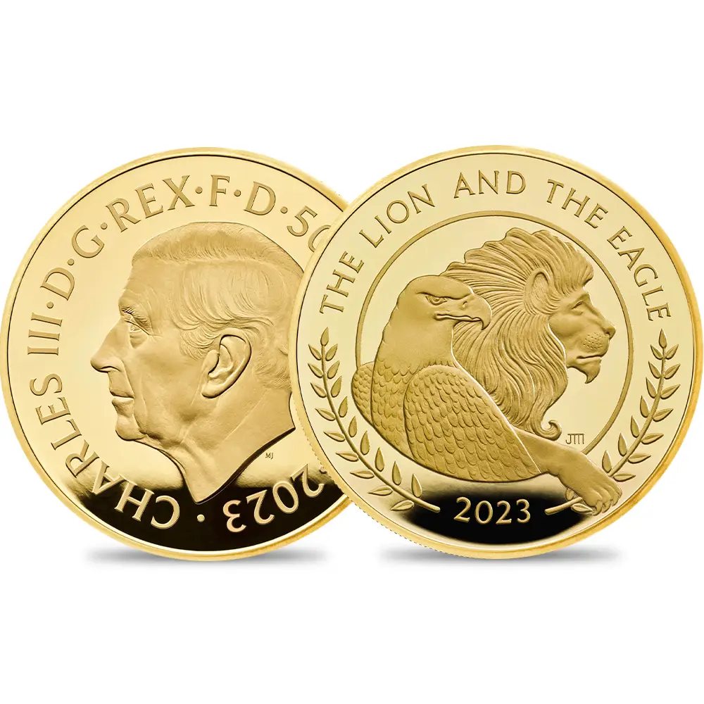 2023 チャールズ3世 ライオン＆イーグル 500ポンド5オンスプルーフ金貨 未鑑定 箱付き【ご予約承り品】