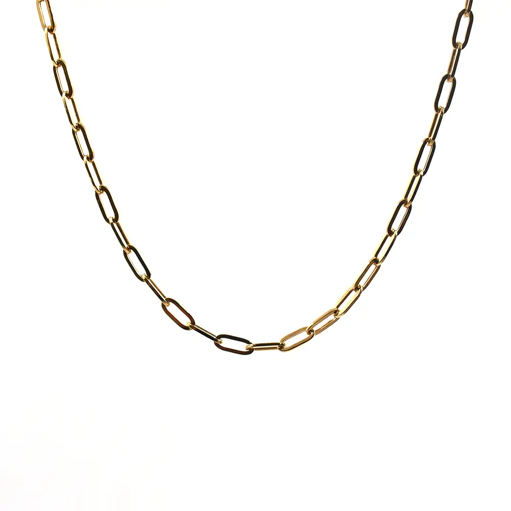 ネックレス チェーン ゴールド ペーパークリップ K18 (18金)  全長約42cm クリップ1コマ 約7×33mm 厚さ0.65mm 重量 約3.5g  K18刻印入り