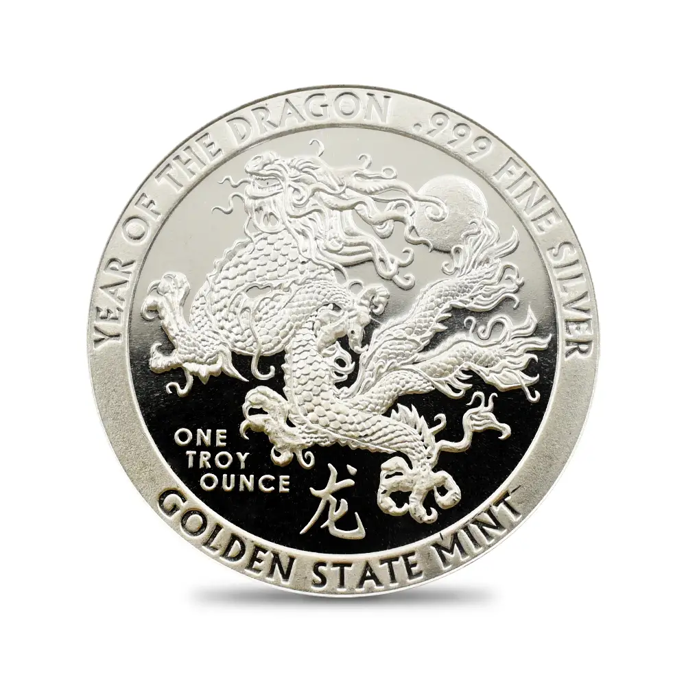 地金型2：4025 アメリカ 2024 干支辰年 ドラゴン 1オンス 銀貨 【1枚】 (コインケース付き)