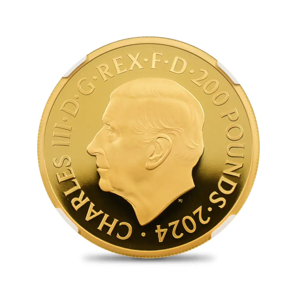 モダンコイン3：6710 イギリス 2024 チャールズ3世 ワーテルロー・メダル - 連合国代表 200ポンド2オンス金貨 ファーストリリース NGC PF70UC 箱付き