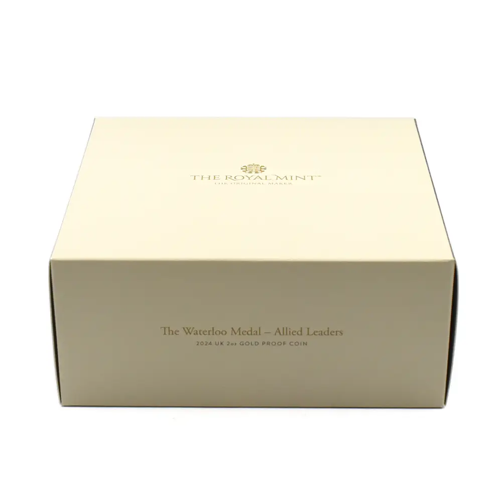 モダンコイン7：6710 イギリス 2024 チャールズ3世 ワーテルロー・メダル - 連合国代表 200ポンド2オンス金貨 ファーストリリース NGC PF70UC 箱付き