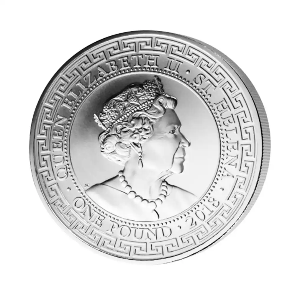 モダンコイン3：2558 セントヘレナ 2018 貿易貨幣シリーズ第2弾 アメリカ 1ポンド 1オンス 銀貨【1枚】 (コインケース付き)