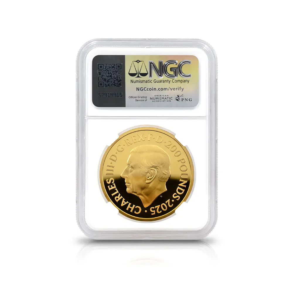 モダンコイン5：6709 イギリス 2025 チャールズ3世 ワーテルロー・メダル - 勝利 200ポンド2オンス金貨 ファーストリリース NGC PF70UC 箱付き
