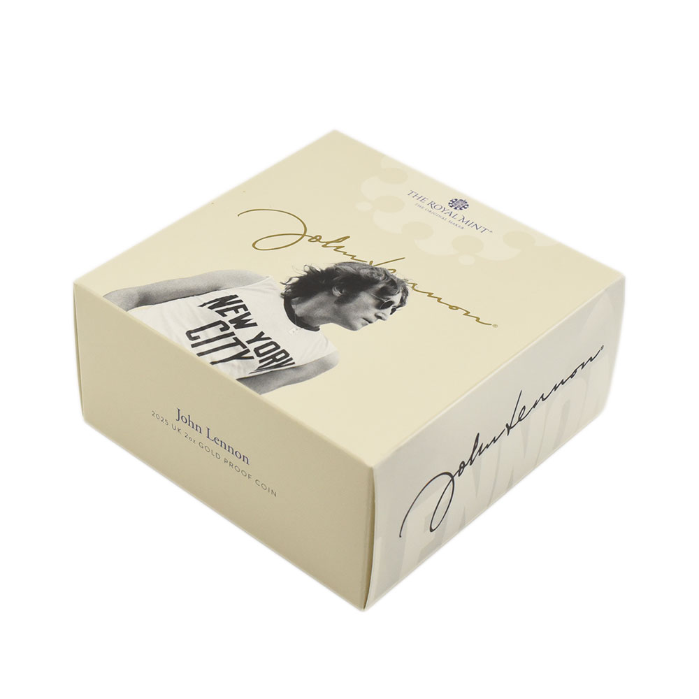 モダンコイン7：6722 イギリス 2025 チャールズ3世 ミュージックレジェンド第10弾 ジョン・レノン 200ポンド 2オンス金貨 ファーストリリース 箱付き