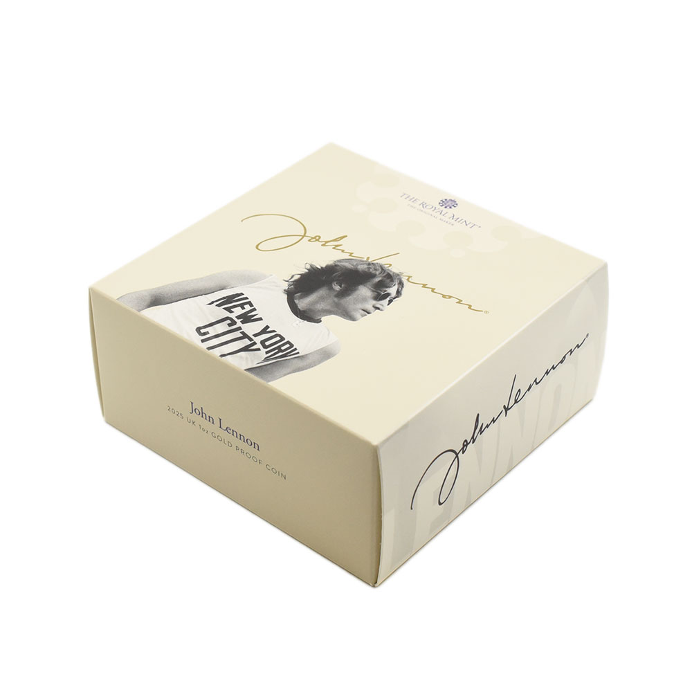 モダンコイン7：6723 イギリス 2025 チャールズ3世 ミュージックレジェンド第10弾 ジョン・レノン 100ポンド 1オンス金貨 発行即日鑑定品 箱付き