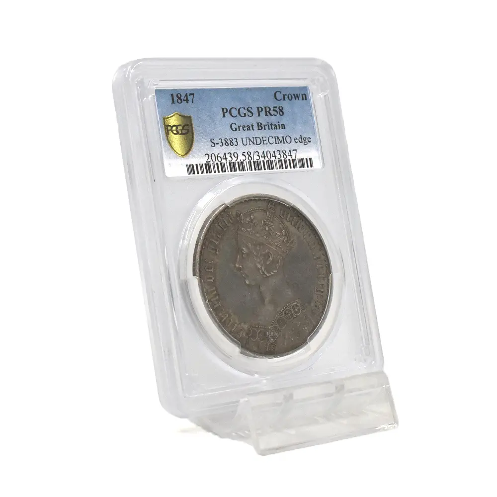 アンティークコイン6：6721 イギリス 1847 ヴィクトリア女王 ゴチッククラウン銀貨 アンデシモエッジ PCGS PR58 S-3883