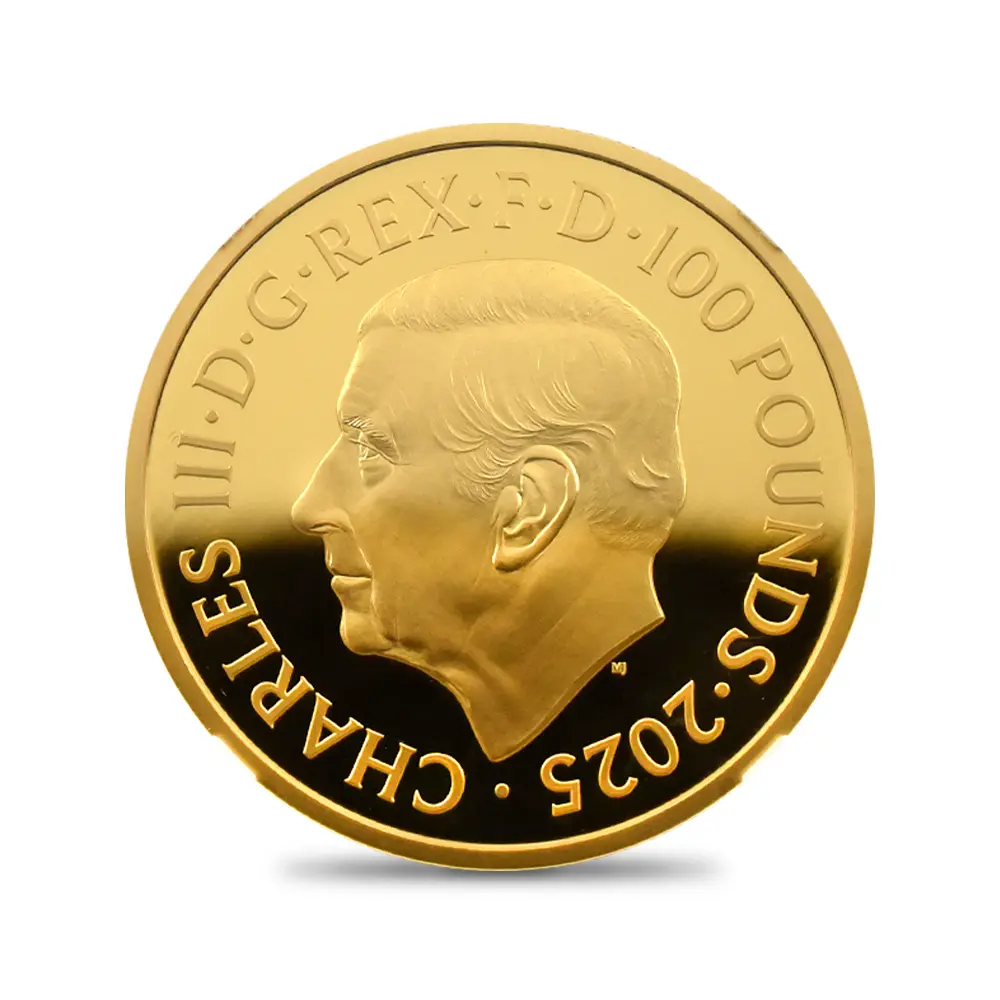 モダンコイン3：6723 イギリス 2025 チャールズ3世 ミュージックレジェンド第10弾 ジョン・レノン 100ポンド 1オンス金貨 発行即日鑑定品 箱付き