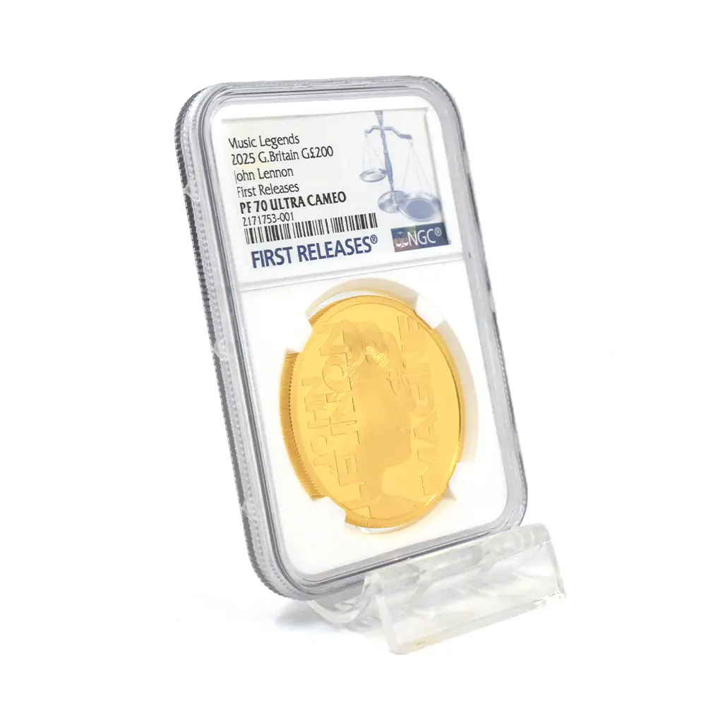 モダンコイン6：6722 イギリス 2025 チャールズ3世 ミュージックレジェンド第10弾 ジョン・レノン 200ポンド 2オンス金貨 ファーストリリース 箱付き