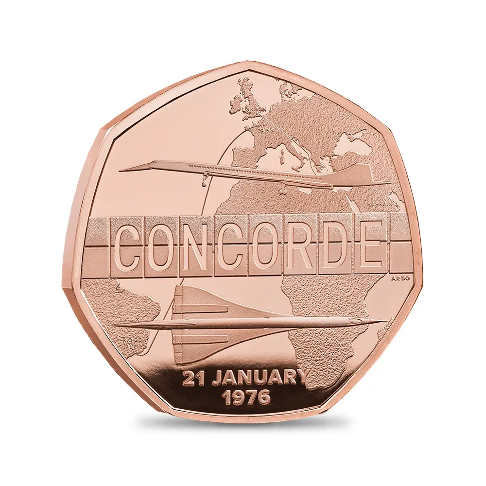 モダンコイン2：6727 イギリス 2026 チャールズ3世 コンコルド就航50周年記念 50ペンスプルーフ金貨 未鑑定 箱付き【ご予約承り品】