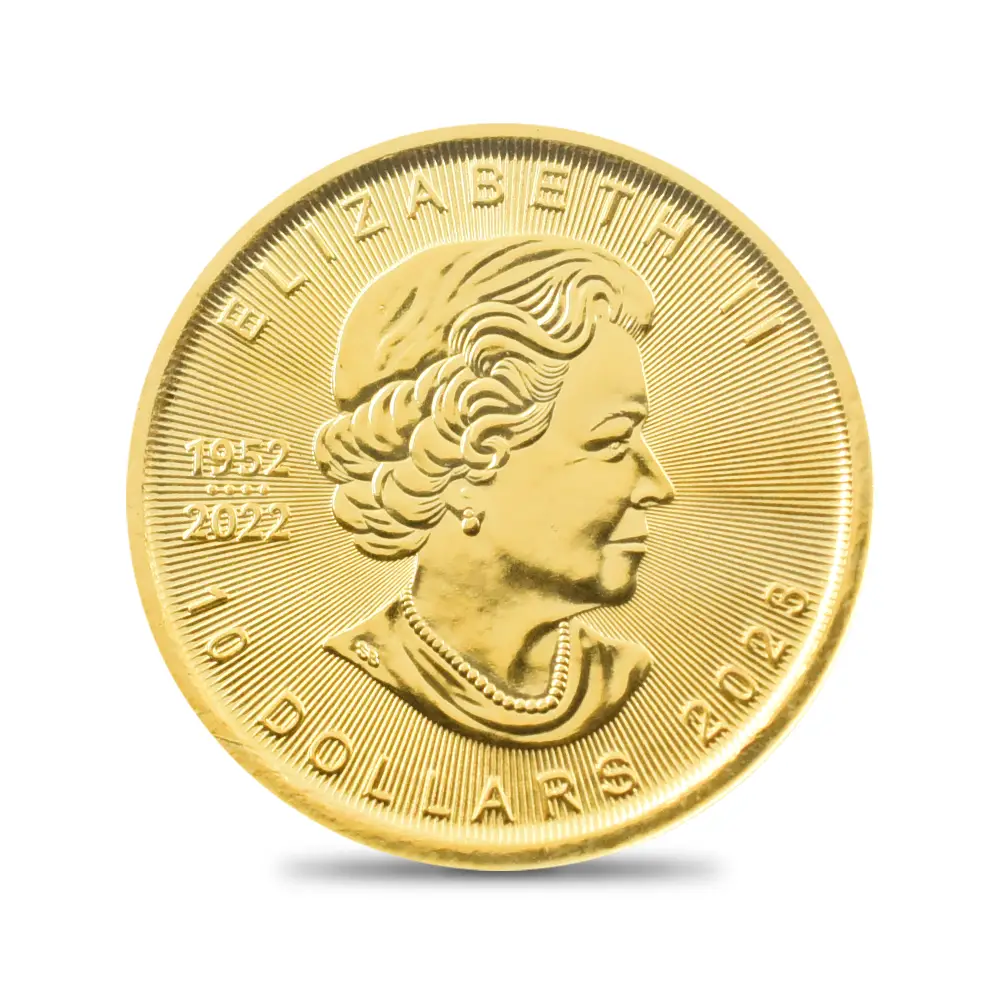 地金型3：4071 カナダ 2023 エリザベス2世 メイプルリーフ 10ドル1/4オンス 金貨 【1枚】 (ビニールコイン袋付き)