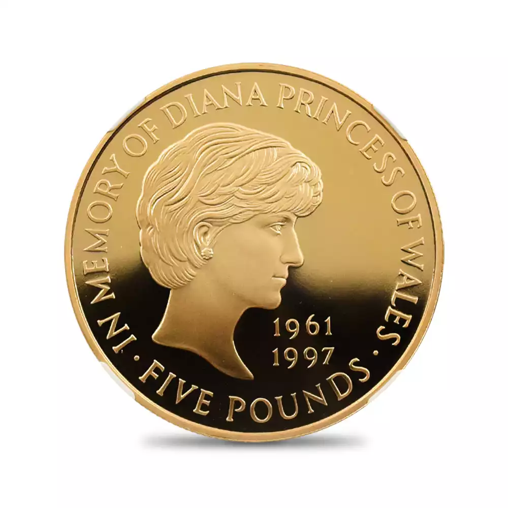 モダンコイン2：6741 イギリス 1999 エリザベス2世 ダイアナ妃追悼記念 5ポンド金貨 NGC PF70UC