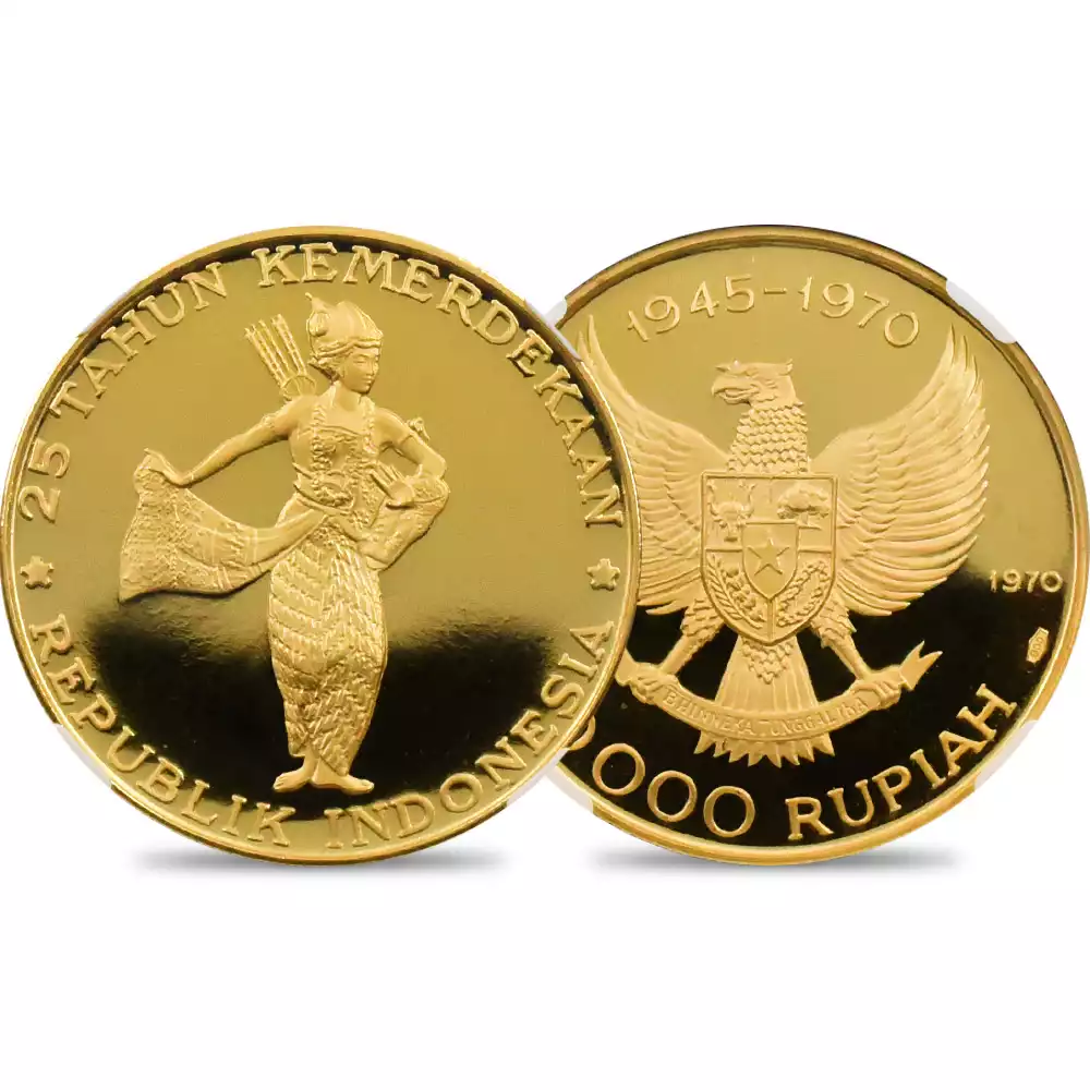 インドネシア 1970 独立25周年記念 ジャワダンサー 10000ルピア金貨 