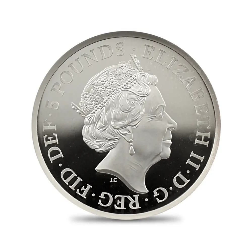 モダンコイン3:6738 イギリス 2021 エリザベス2世 クイーンズビースト コンプリーター 英国王室の十大守護獣 5ポンド2オンス銀貨 発行即日鑑定品 NGC PF69UC COA付き