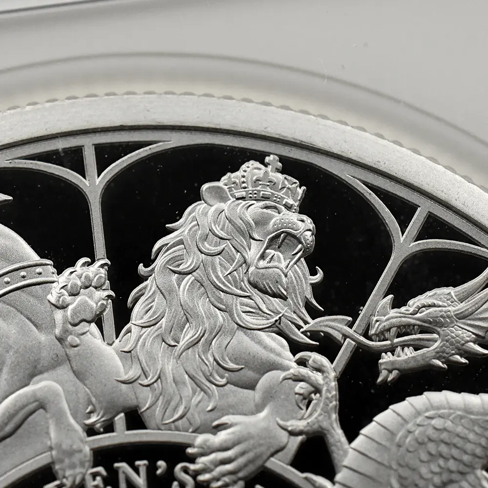 モダンコイン7:6738 イギリス 2021 エリザベス2世 クイーンズビースト コンプリーター 英国王室の十大守護獣 5ポンド2オンス銀貨 発行即日鑑定品 NGC PF69UC COA付き