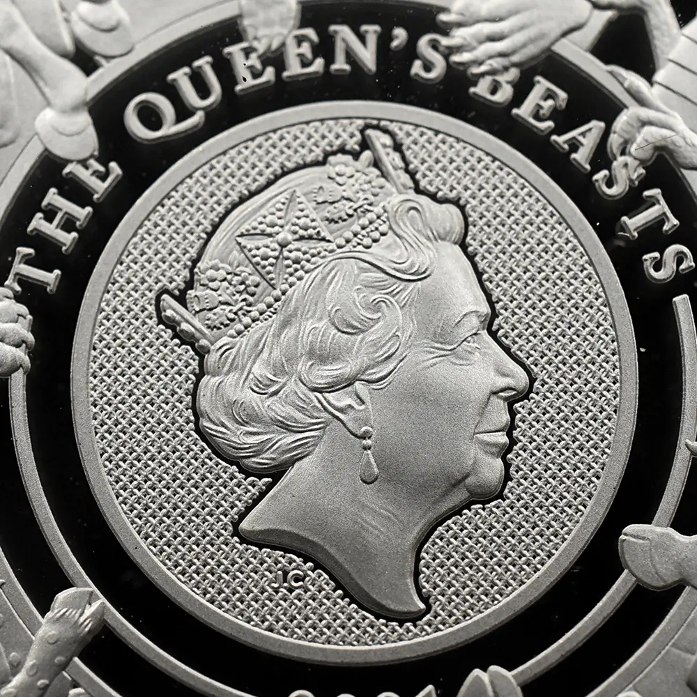 モダンコイン8:6738 イギリス 2021 エリザベス2世 クイーンズビースト コンプリーター 英国王室の十大守護獣 5ポンド2オンス銀貨 発行即日鑑定品 NGC PF69UC COA付き