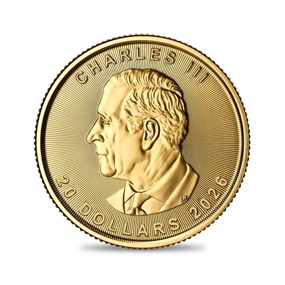 地金型3：6602 カナダ 2026 チャールズ3世 メイプルリーフ 20ドル 1/2オンス 地金型金貨 【1枚】 (コインケース付き)
