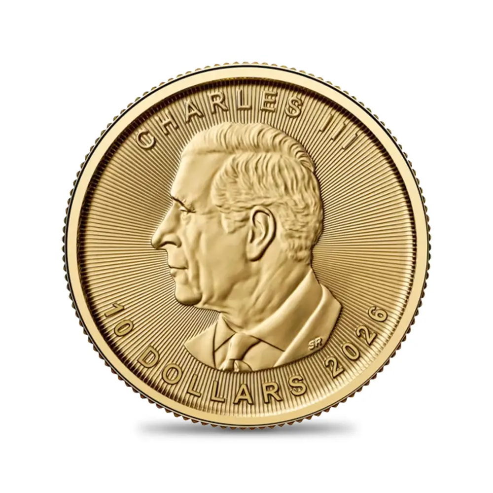 地金型3：6603 カナダ 2026 チャールズ3世 メイプルリーフ 10ドル 1/4オンス 地金型金貨 【1枚】 (コインケース付き)