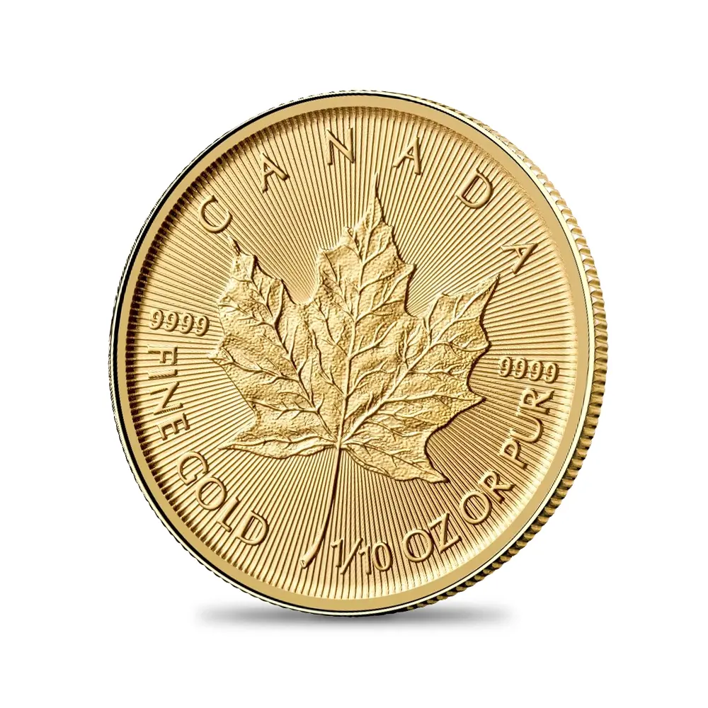 地金型4：6752 カナダ 2026 チャールズ3世 メイプルリーフ 5ドル 1/10オンス 地金型金貨 【10枚】
