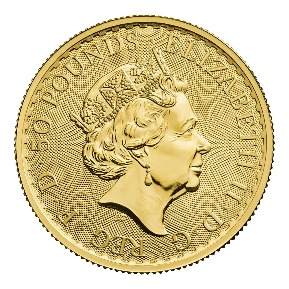 地金型4：2581 イギリス  2022  ブリタニア 50ポンド 1/2オンス 地金型金貨 【1枚】 (コインケース付き)