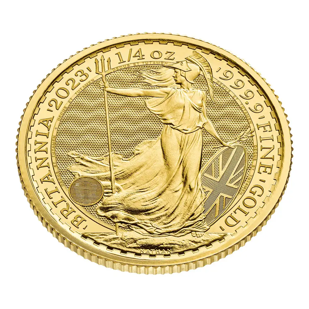 地金型5：2582 イギリス 2023 エリザベス2世 ブリタニア 25ポンド 1/4オンス 地金型金貨 【1枚】 (ブリスターパック付き)