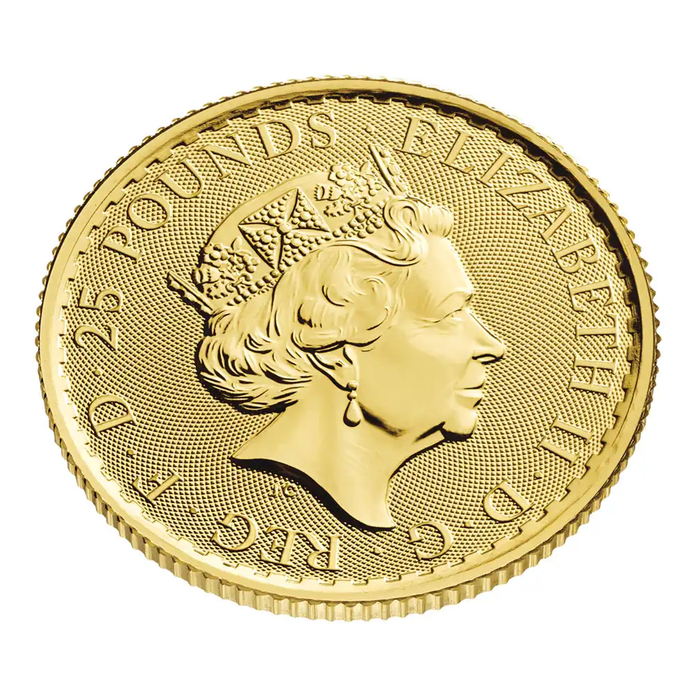 地金型6：2582 イギリス 2023 エリザベス2世 ブリタニア 25ポンド 1/4オンス 地金型金貨 【1枚】 (ブリスターパック付き)