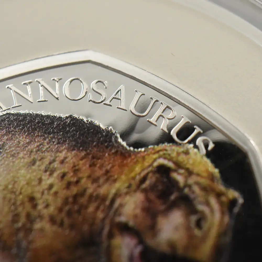 モダンコイン7：4081 2024 チャールズ3世 恐竜標本コレクション第1弾 ティラノサウルス 50ペンスプルーフカラー銀貨 未鑑定 箱付き