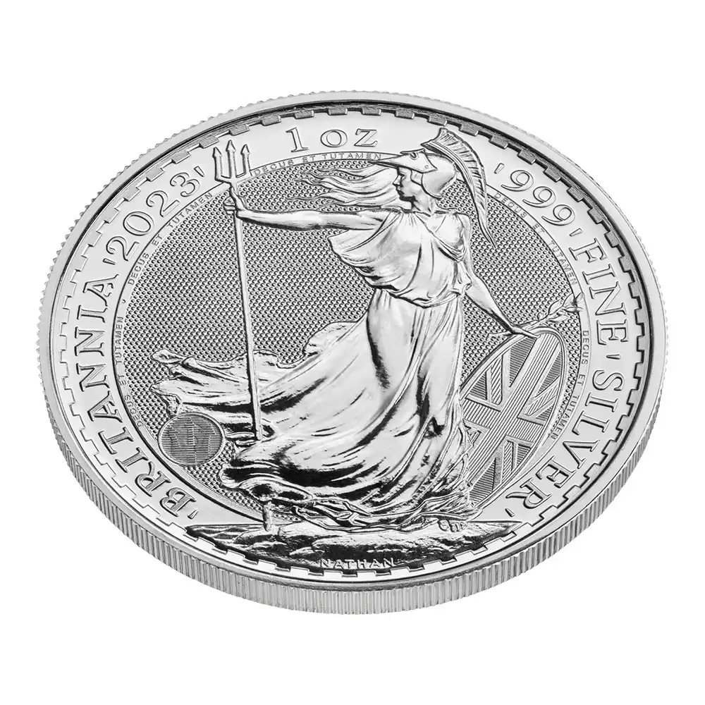 地金型5：2589 イギリス 2023 チャールズ3世 ブリタニア 2ポンド 1オンス 地金型銀貨 【1枚】 (コインケース付き)