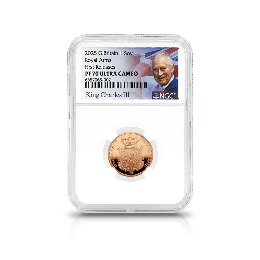 モダンコイン4：5335 2025 チャールズ3世 ソブリン金貨 ファーストリリース NGC PF70UC 箱付き