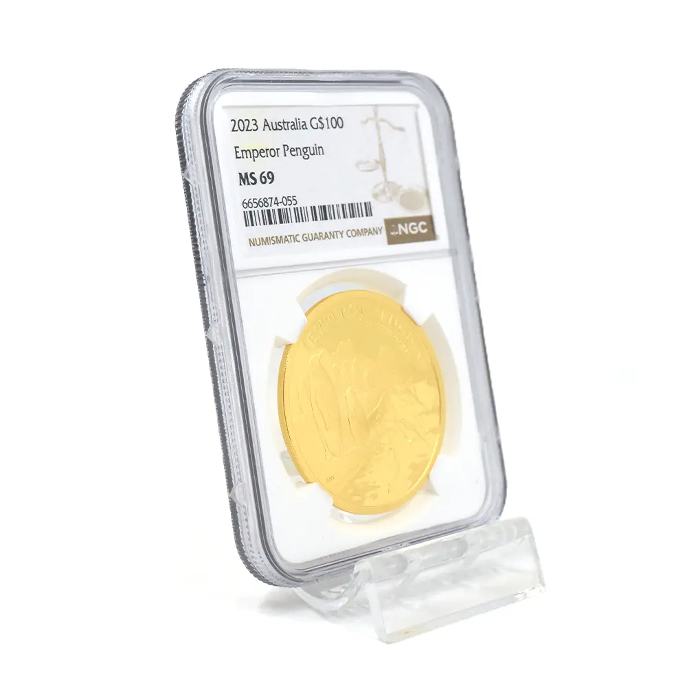 モダンコイン6：6761 オーストラリア 2023 エリザベス2世 皇帝ペンギン 100ドル1オンス 金貨 NGC MS69 箱付き