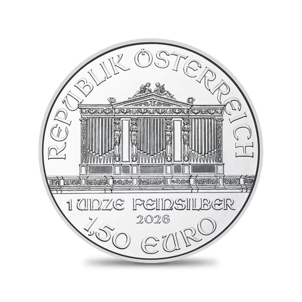 地金型3：6772 オーストリア 2026 ウィーンフィル 1.5ユーロ 1オンス 銀貨 【200枚】