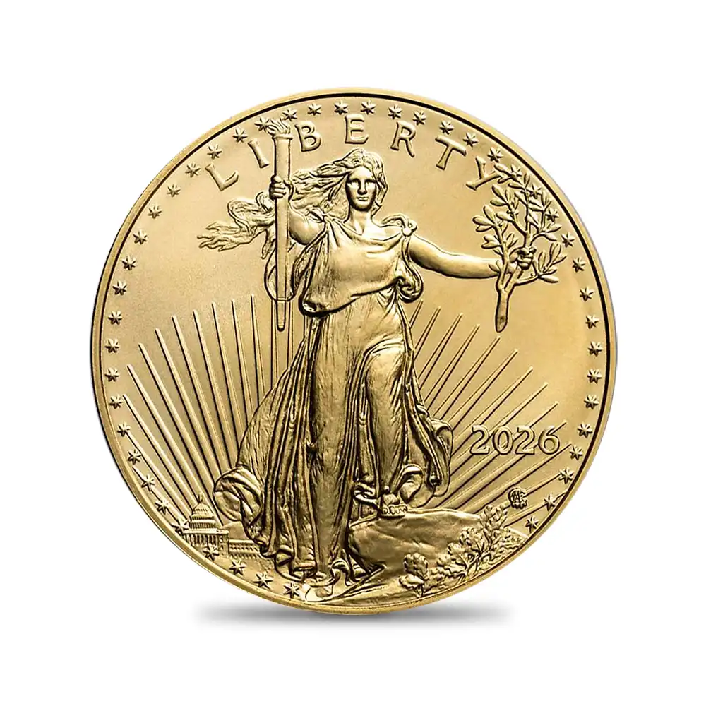 地金型2：6774 アメリカ 2026 イーグルヘッド リバティ 50ドル 22K金貨(約33.9g) 【5枚】 (コインケース付き)